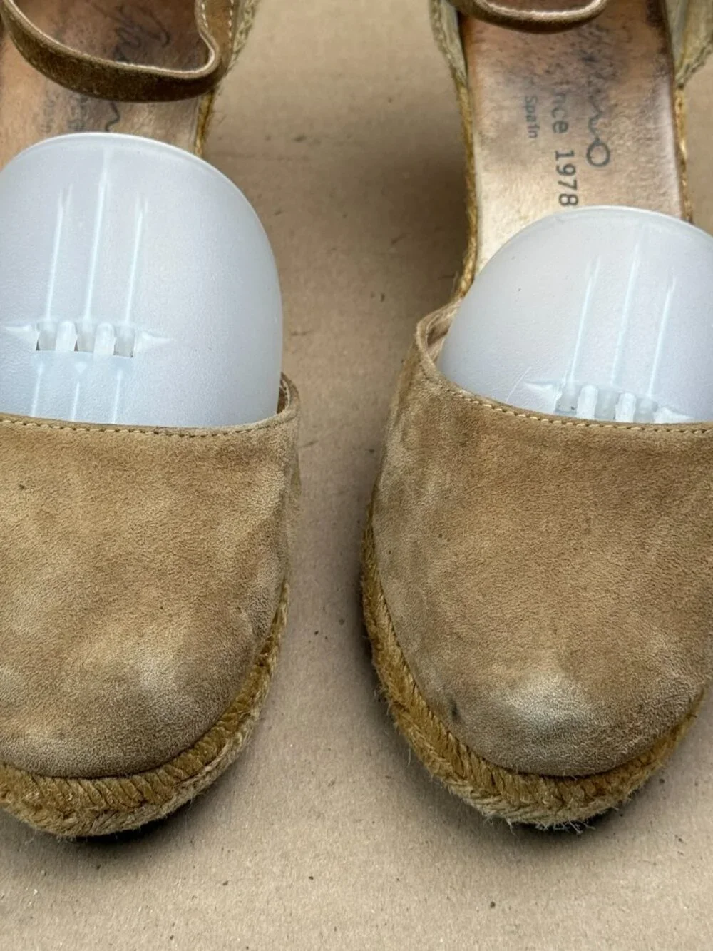 Women's Castañer Made in Spain Suede Wedge Espadrilles Size 7.5 Damage